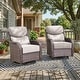 preview thumbnail 166 of 189, Pocassy Outdoor Wicker Sofa with Swivel Chair Fire Pit Table Furniture Set. Brown Wicker & Beige Cushion - 2 Pieces Swivel Chair with 6-In Cushion