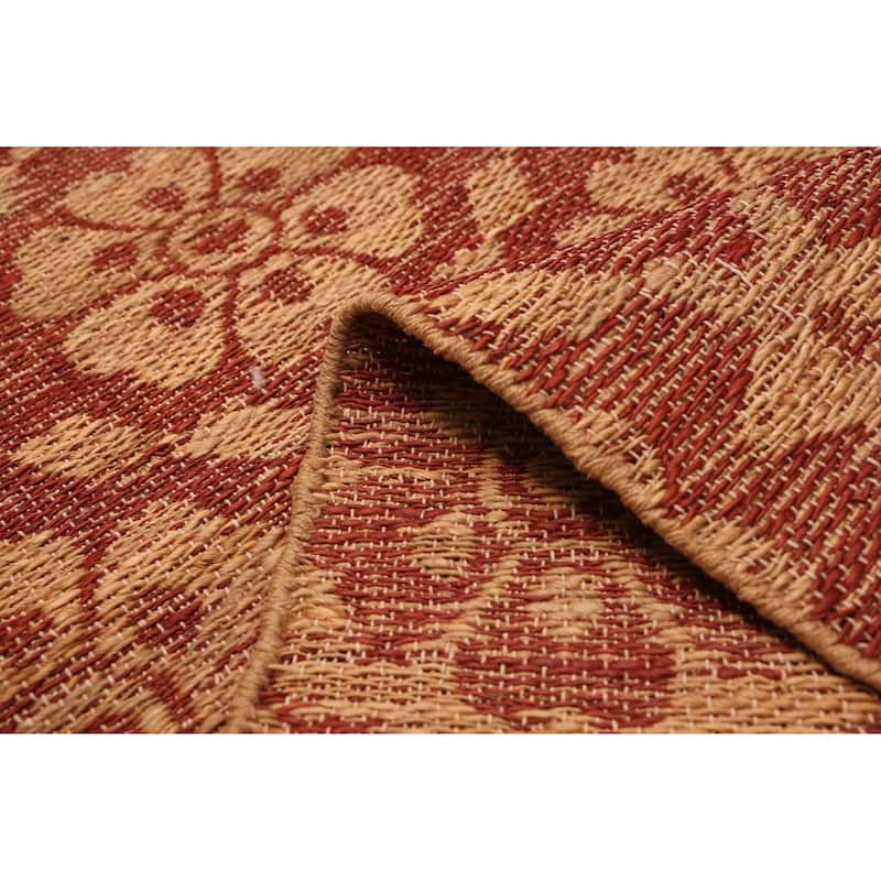 ECARPETGALLERY Flat-Weave Palas Denizli Dark Red Jute Kilim - 5'3 x 7'6