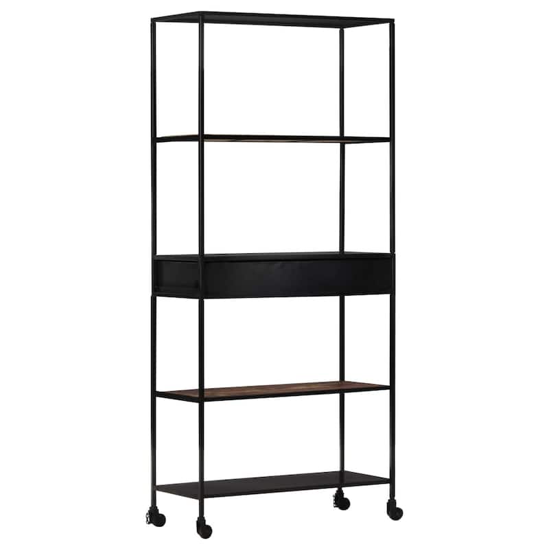 vidaXL Book Cabinet 31.5"x13.8"x70.9" Rough Mango Wood & Iron
