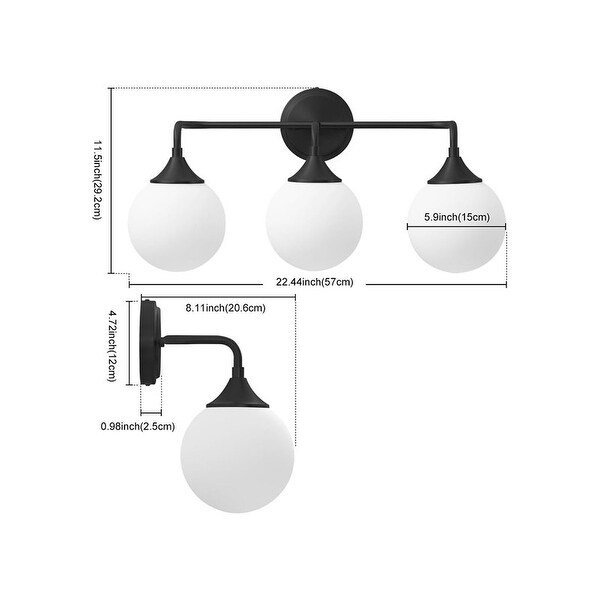 Bathroom Vanity Lighting Over Mirror,3-Light with Milky