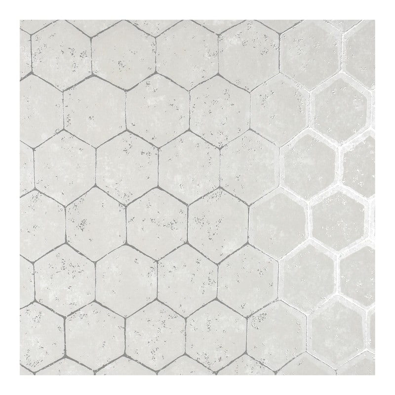 Brewster Starling Silver Honeycomb Wallpaper - 27.5 x 396 x 0.025