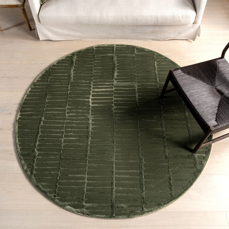Nuloom Kailani Geometric Machine Washable Area Rug - 6' Round - Green - Round