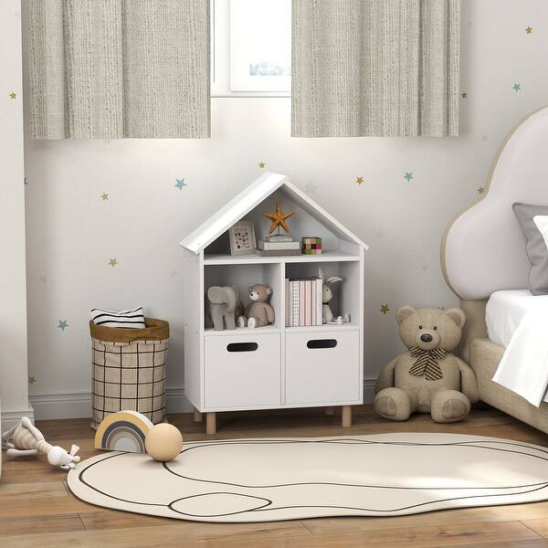 slide 2 of 9, House Design 3 Tier Kids Bookcase with Two Drawers and Toy Storage White