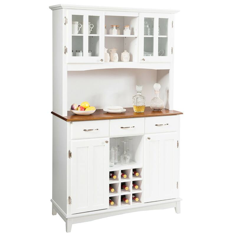 Costway Buffet And Hutch Kitchen Storage Cabinet Cupboard w/ Wine Rack - See Details