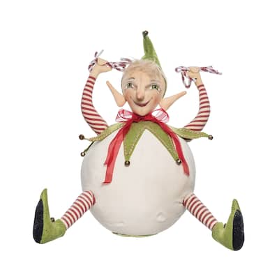 Christmas Holiday Lombardy Elf Snowball Folk Art Doll Collectible, Joe Spencer Gathered Traditions Home Decor Figures Figurines