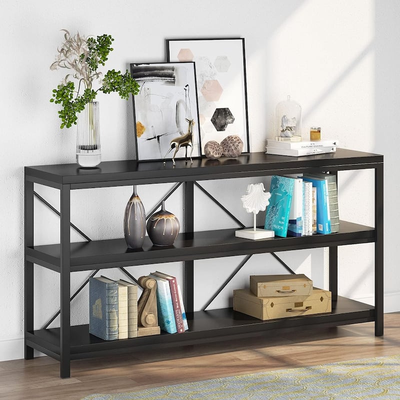 Extra Long Sofa Console Table with Storage for Entryway
