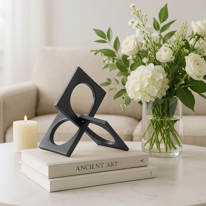Modern Geometric Metal Abstract Interlocking Square Sculpture