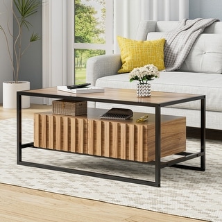 Mid Century Coffee Table with 2 Drawers - Bed Bath & Beyond - 41668697