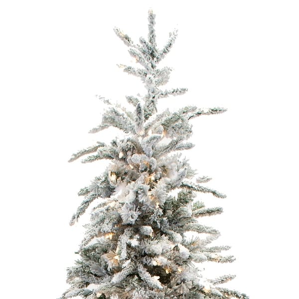 9-foot Snowy Flocked Pre-lit Artificial Balsam Christmas Tree ...
