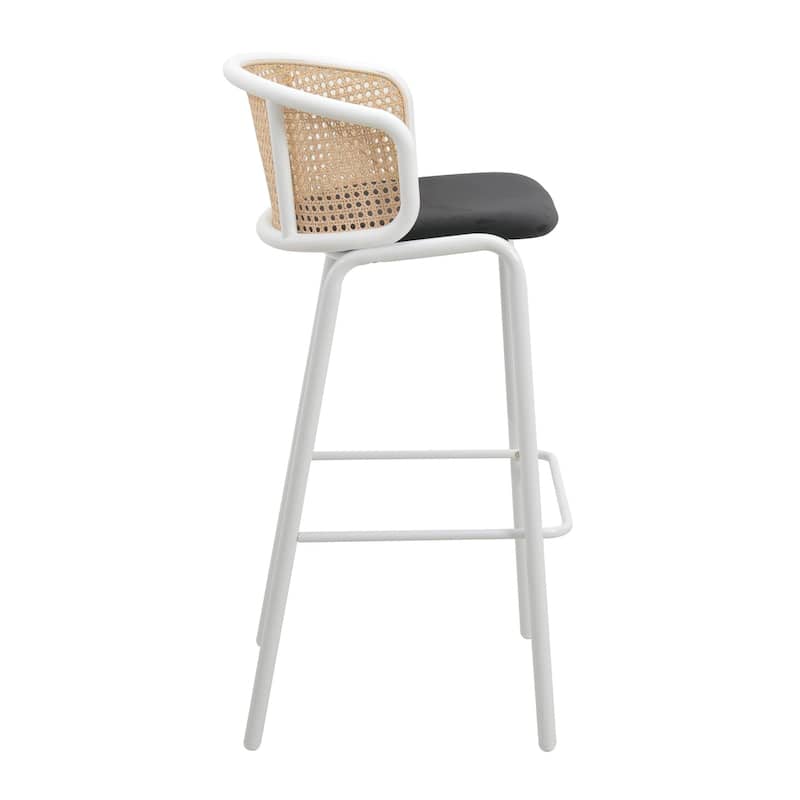 LeisureMod Ervilla Bar Stool with White Powder Coated Steel Frame Set of 2 - 37"