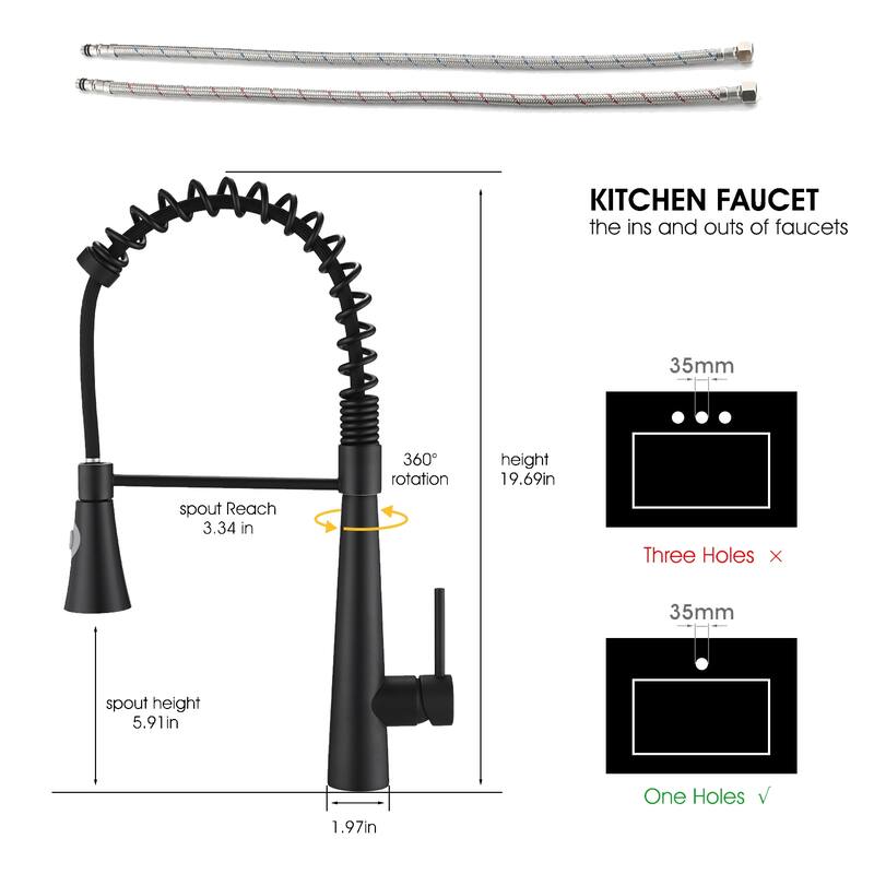Topcraft Single Handle Pull Down Spring High Arc Kitchen Faucet