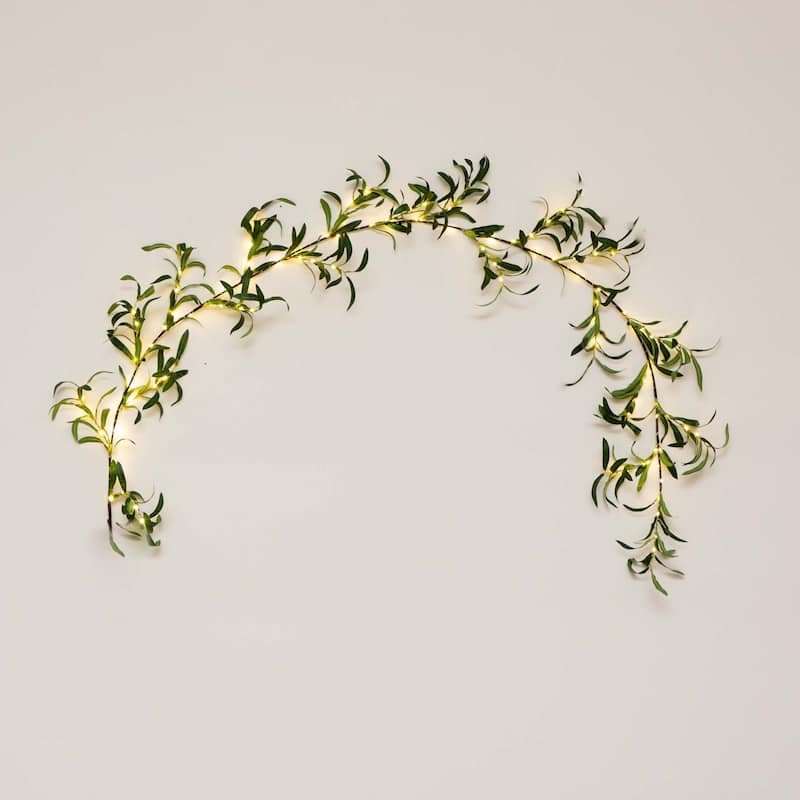 Pre-Lit Olive Artificial Christmas Garland - 6.5' x 10" - Warm White Lights