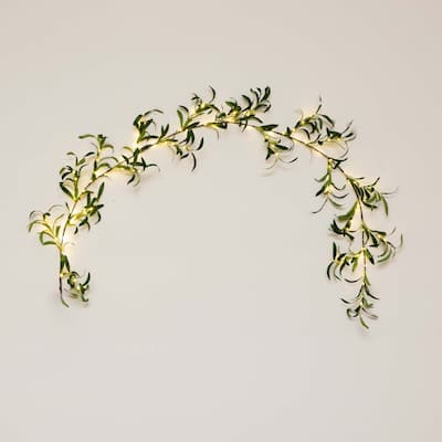 Pre-Lit Olive Artificial Christmas Garland - 6.5' x 10" - Warm White Lights