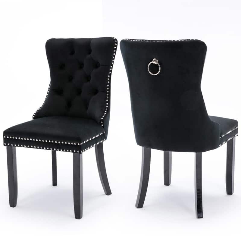 Tufted Naliheads Solid Wood Upholstered Dining Chairs (Set of 2)