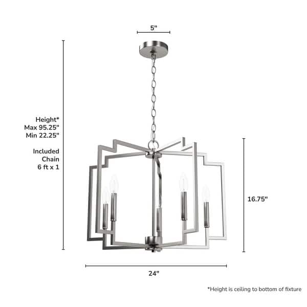 dimension image slide 0 of 3, Hunter 24" Modern 5 Light Medium Chandelier