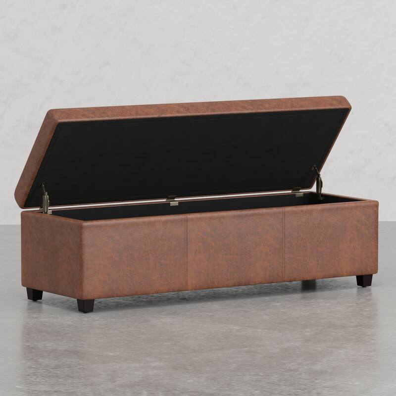 Lincoln Extra Large Storage Ottoman Bench - Brown