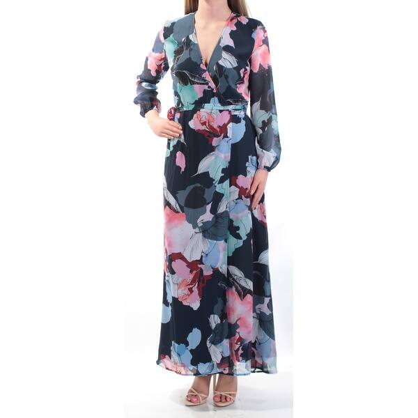 navy long sleeve wrap dress