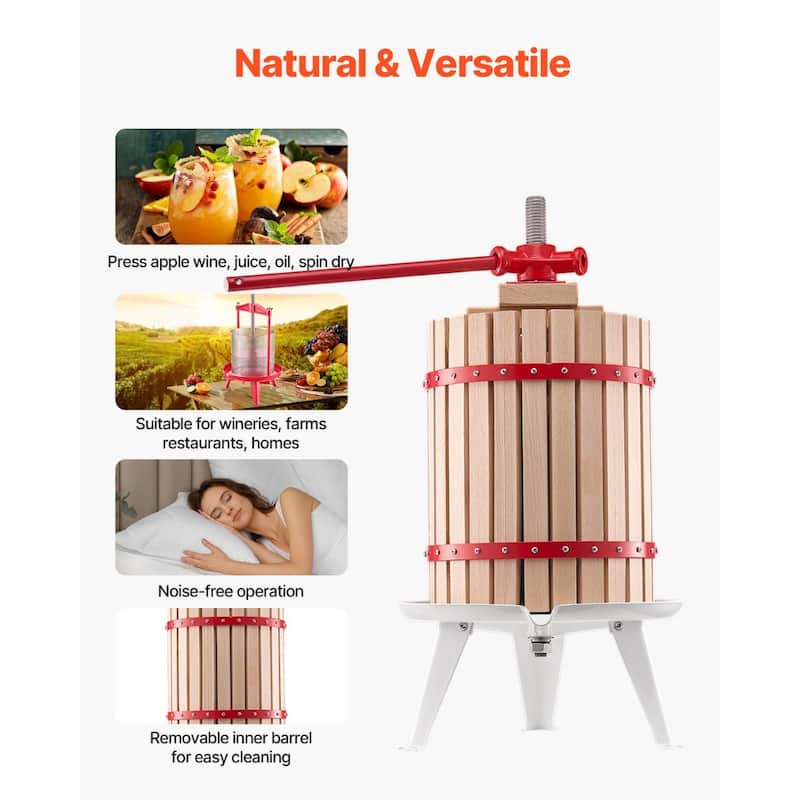 Natural Beech Wood Manual Fruit Wine Press for Fresh Juice Olive Oil and Cheese Extraction