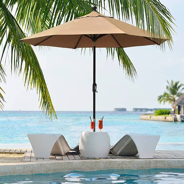 10 ft patio table umbrella 10ft Patio Square Offset Umbrella with Hanging Decorative Holes and Ai
