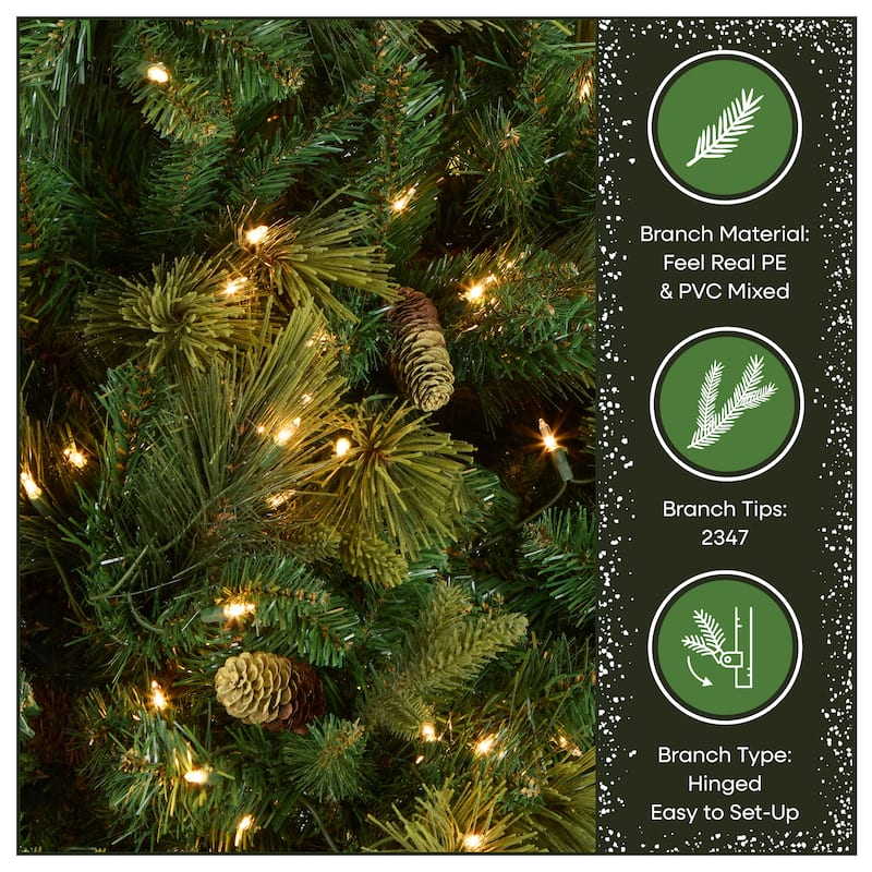 National Tree Company 9 ft. Carolina Pine Christmas Tree with Clear Lights - 9 Foot