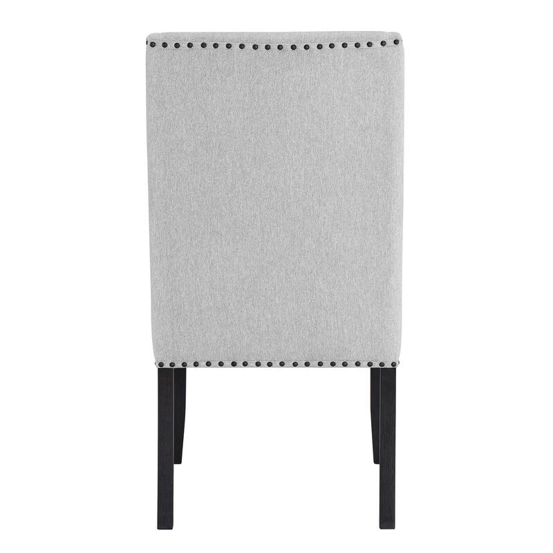 Modern 2 Piece Fabric Dining Chair Set with Matte Black Nailhead Trim, Upholstered for Dining Kitchen Bedroom Living Room