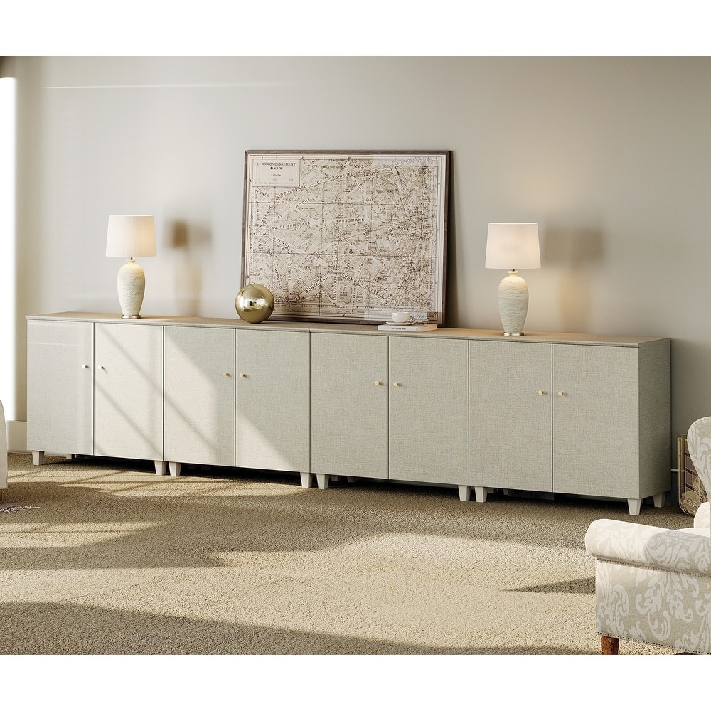 WAMPAT Modern TV Stand, Tall Entertainment Center with Doors