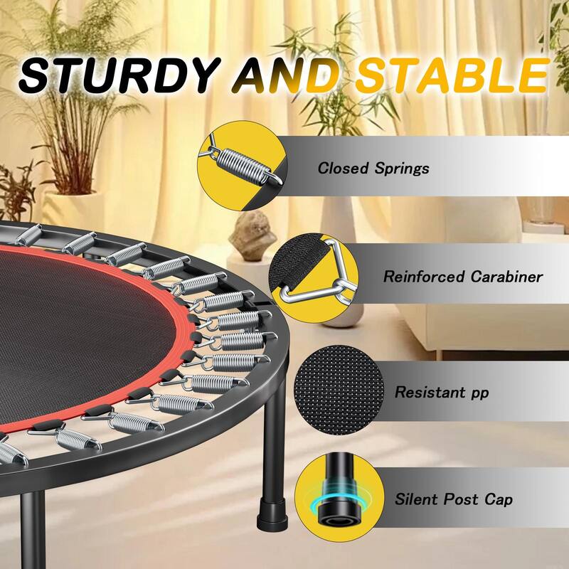 40inch Foldable Trampoline With Handle-Standard-Spring-Black