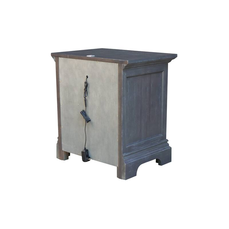 International Concepts Solid Wood 2-Drawer Nightstand with USB Charging Port