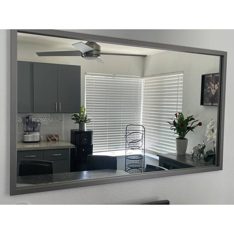 Frame My Mirror Satin Nickel Framed Mirror, Ellis Design