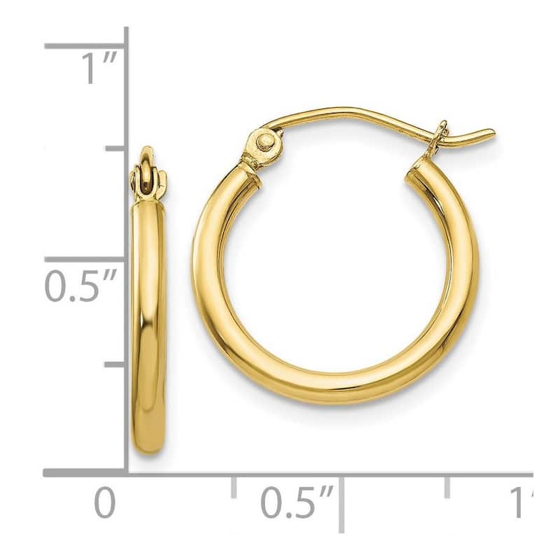 Curata 10k Yellow Gold Polished Lightweight Tube Hoop Earrings - 17x18.09mm