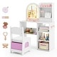 preview thumbnail 4 of 18, Gymax Kids Vanity Set Princess Girls Makeup Vanity Desk w/ 3-Color LED White