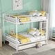 preview thumbnail 33 of 95, Metal Bunk Bed with Trundle Ladder High Guardrail Heavy-Duty Steel Loft Bed Frame with Safety Rail Able to Split White - Full
