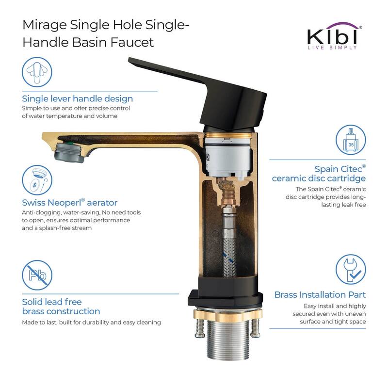 Lead-free Solid Brass Single Handle Bathroom Vanity Faucet with Hose