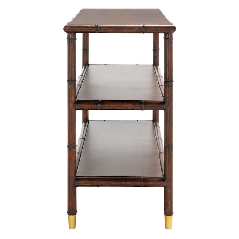 SAFAVIEH Francina Dark Brown/ Gold 2-Shelf Console Table - 42" W x 15.8" L x 29" H - 42Wx16Dx29H