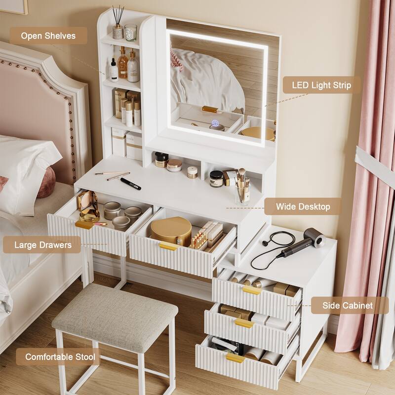 Makeup Vanity Desk with Mirror and Lights