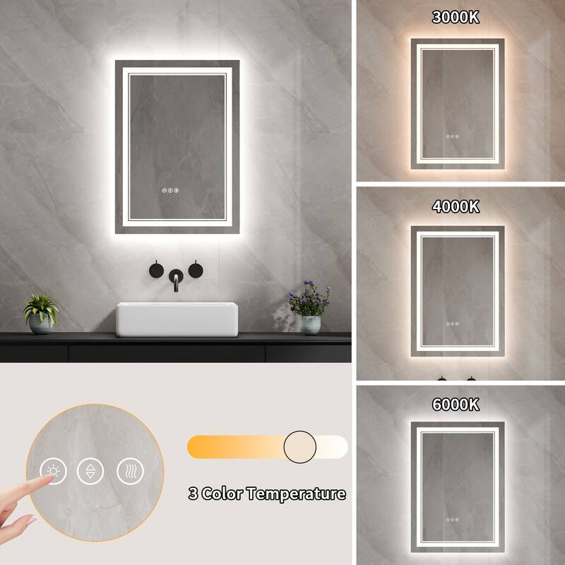 Modland Small Size LED Bathroom Mirror Back & Front Lighted Anti-Fog