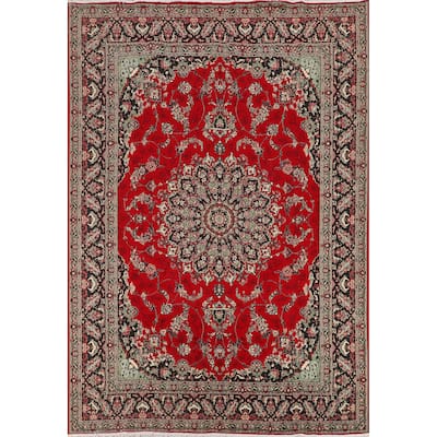 Traditional Oriental Kashan Turkish Rug Floral Machine-Made Carpet - 8'1" x 11'0"