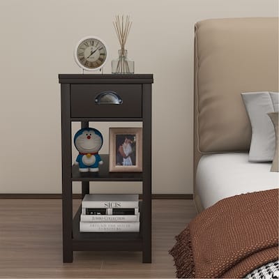 Retro Narrow Side Table with Storage