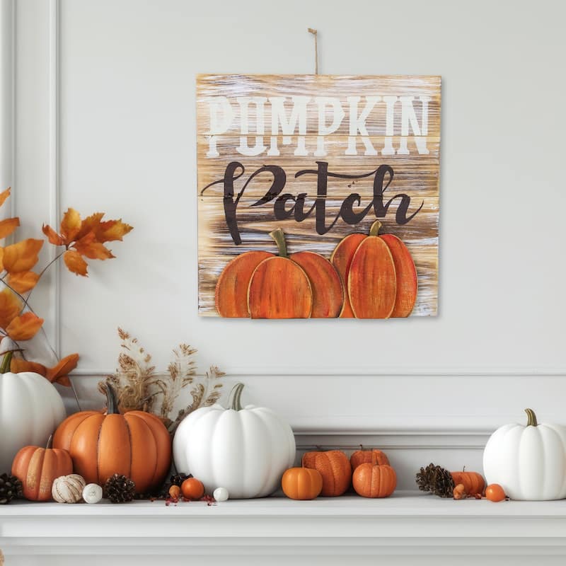 Pumpkin Patch Fall Harvest Wooden Wall Sign - 12"