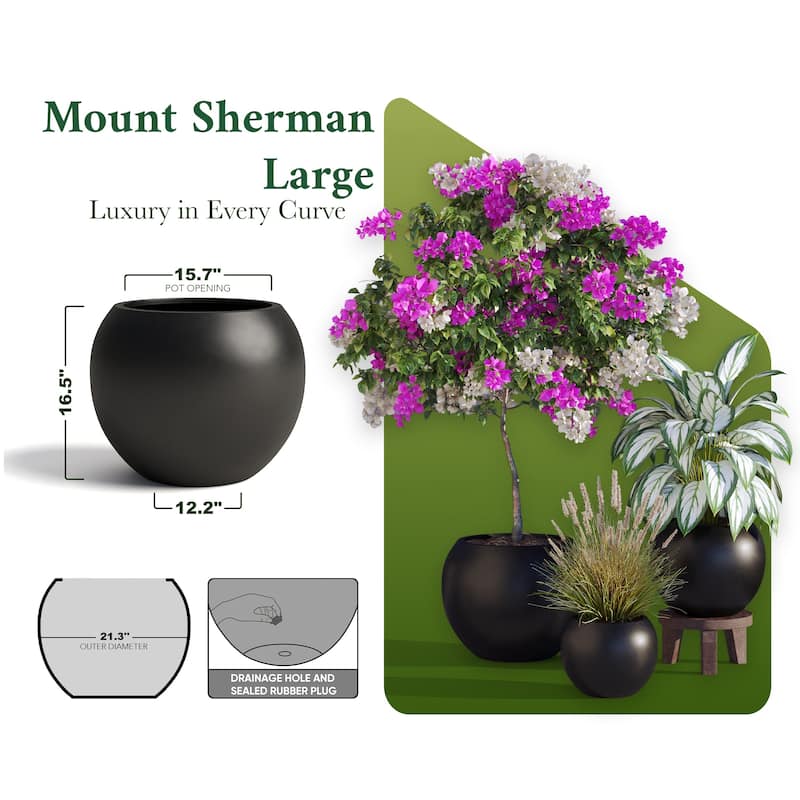 DTY Signature Mount Sherman 1-Piece Fiberstone Planter for Indoor/Outdoor