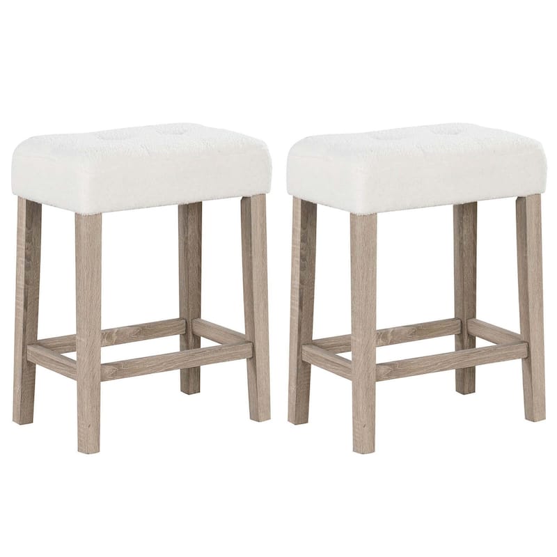 2/4PCS Sherpa Bar Stools Counter Height Kitchen Bar Stools - Set of 2