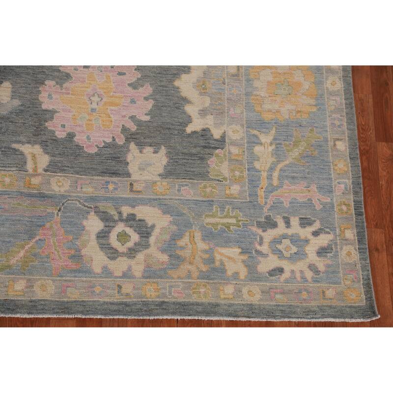 Hand Knotted Oriental 100% Wool Carpet Transitional All-Over Greys & Charcoal Oushak Area Rug - 10' 0'' X 8' 0''