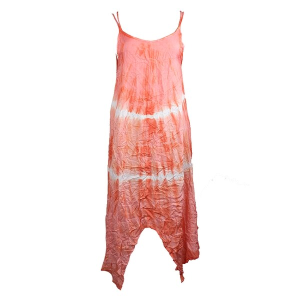 Raviya Coral White Tie-Dyed Handkerchief Hem Dress Cover-Up L
