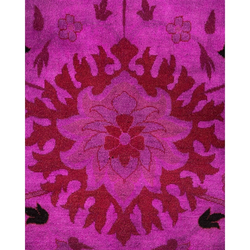 Overton Handknotted Wool Vintage Inspired Contemporary Overdyed Purple Area Rug - 15' 5" x 12' 2"