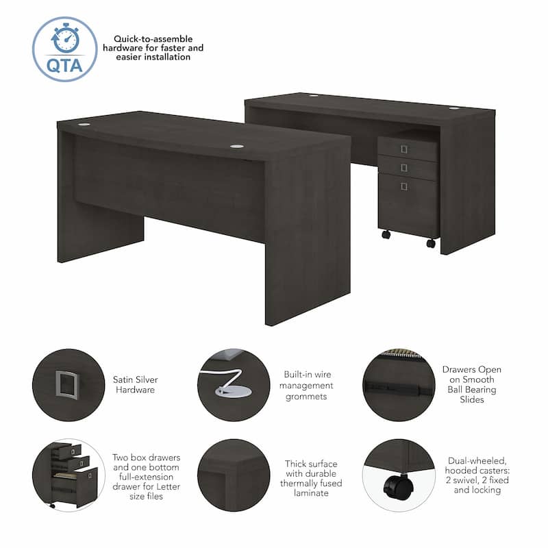 Echo Bow Front Desk and Credenza w/ Drawers by Bush Business Furniture