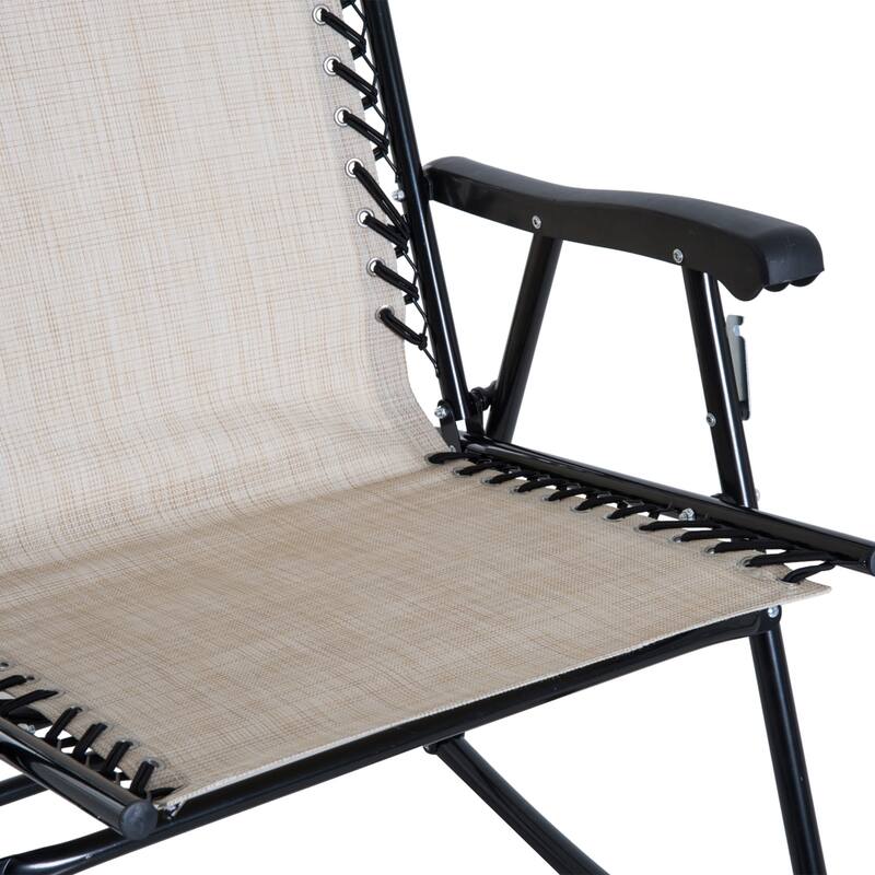 3 Piece Outdoor Rocking Chair Set, Patio Folding Lawn Rocker Set with Glass Coffee Table, Headrests for Yard, Patio, Dec