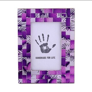 NOVICA Handmade Purple Impression Glass Mosaic Photo Frame (India)