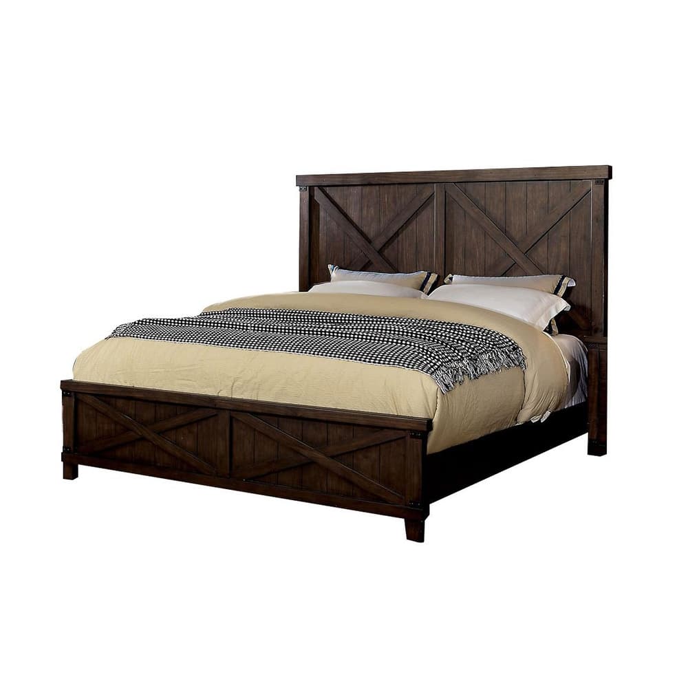 Wooden Bed in Dark Walnut Finish