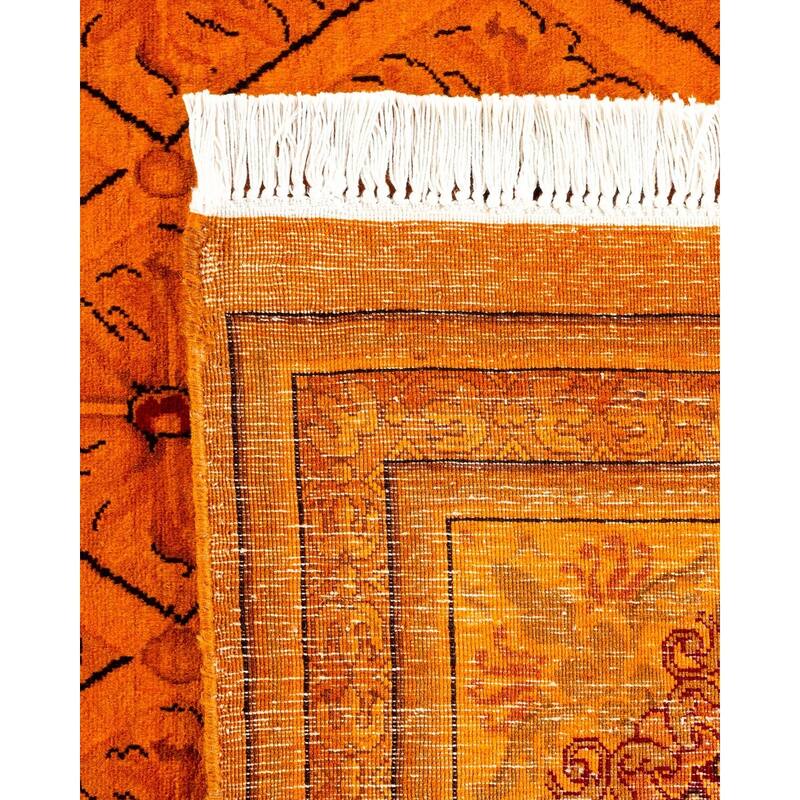 Overton Hand Knotted Wool Vintage Inspired Modern Contemporary Overdyed Orange Area Rug - 8' 0" x 10' 5"