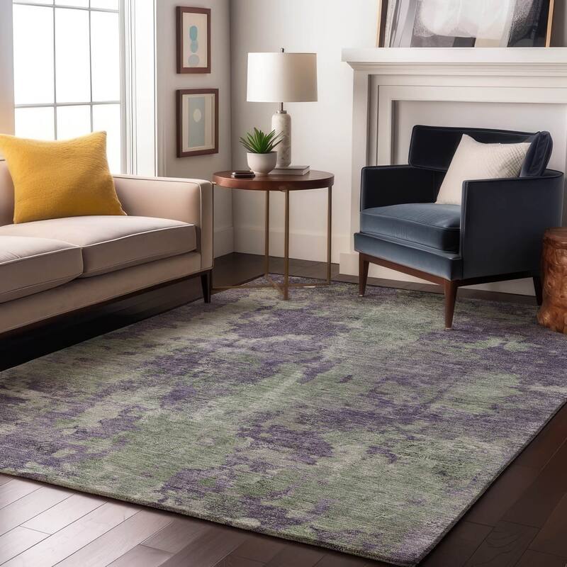Premium Washable Super Soft Abstract Contemporary Mayfield Rug - Purple - 8' x 10'
